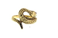 14kt Gold Sapphire and Ruby Coiled Snake ring