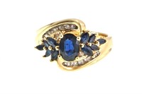14kt Gold Sapphire & diamond ring