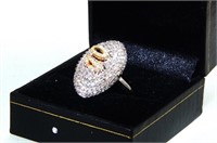 14kt Gold custom Pave diamond football ring