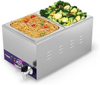 TOPKITCH 2-Pan Commercial Food Warmer with Non-Lea