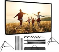 SEALED - Projector Screen with Stand, 100 inch Por