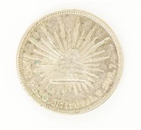 Coin 1909 Mexico UN PESO Almost Uncirculated