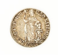 Coin 1762 Netherlands 1 G.  Silver in Very Fine
