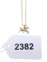 14K Gold Necklace Galloping Horse Pendant