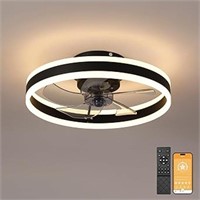 19.7" Ceiling Fans With Lights, Semi-enclosed Flus