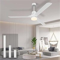 alescu White Ceiling Fans with Lights,60" Modern C