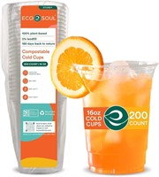 SEALED-ECO SOUL Compostable Party Cups 200ct