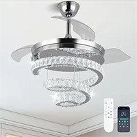 FRIXCHUR 42" Crystal Chandelier Ceiling Fans with