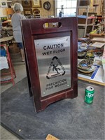 Premium Wood/Metal Caution Wet Floor Sign