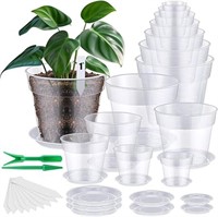 Domensi 14 Pack Transparent Nursery Pots Plastic G