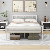 SEALED-JUISSANO Queen Bed Frame, White