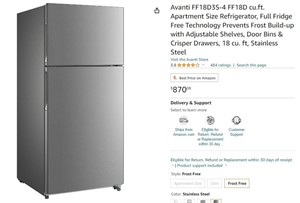FM3046 Apartment Size Refrigerator 18cu.ft.