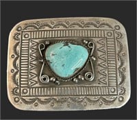 STERLING SILVER & TURQUOISE  BELT BUCKLE