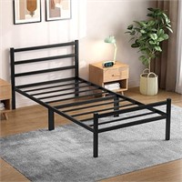 ULN - Mr IRONSTONE Twin Bed Frame with Headboard a