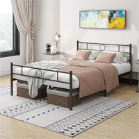 JUISSANO Metal Full Bed Frame with Headboard No Bo