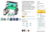 G972  Gaming Desk LED Lights 47 L Shape Storage
