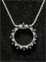 14k White Gold Necklace and Diamond/Sapphire