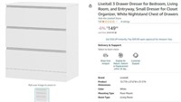W626 3 Drawer Dresser for Bedroom White