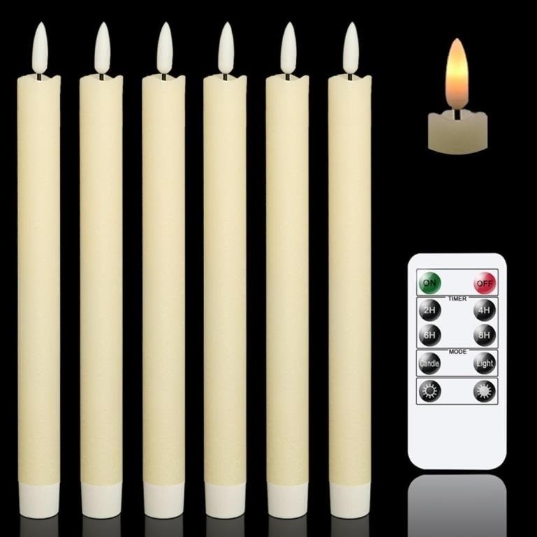 GenSwin Flameless Ivory Taper Candles Flickering