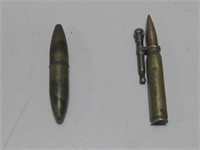 Two WWII Lighters Bomb Gun Bullet Untested