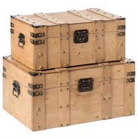 $126  Wooden Style Trunk w/ Handles (Set of 2)