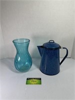 Enamelware Tea Kettle & Vase