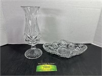 Crystal Flower Vase and Platter