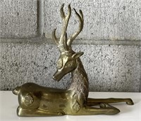Vintage Seated Brass Deer