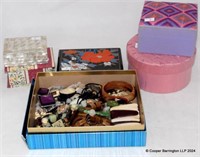 Box of Costume Jewellery and  Five Jewellery Boxes