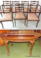 Edwardian Oak Oval Wind Out Table Plus 7 Chairs