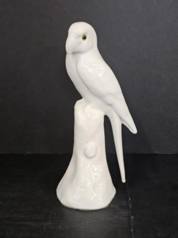 CANADIAN POTTERY PARROT WITH GLASS EYES - 10.5" T