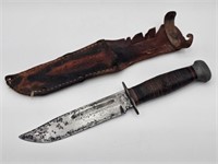 VINTAGE  U.S.A  LEATHER HANDLED KNIFE