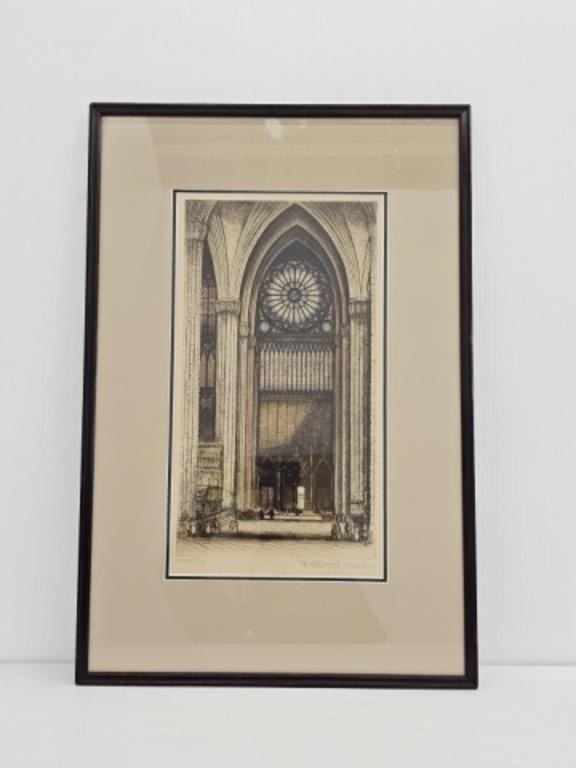 SIGNED COLORED ETCHING - NOTRE DAME PARIS