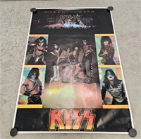 1977 KISS POSTER - 56" X 40" - SOME RIPS ON LOGO