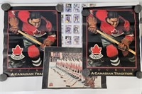 3 TEAM CANADA POSTERS & SHEET OF UNCUT CARDS