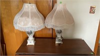 (2) vintage 50’s lamps with nice shades, 26’’
