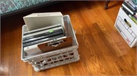 Crate of office supplies