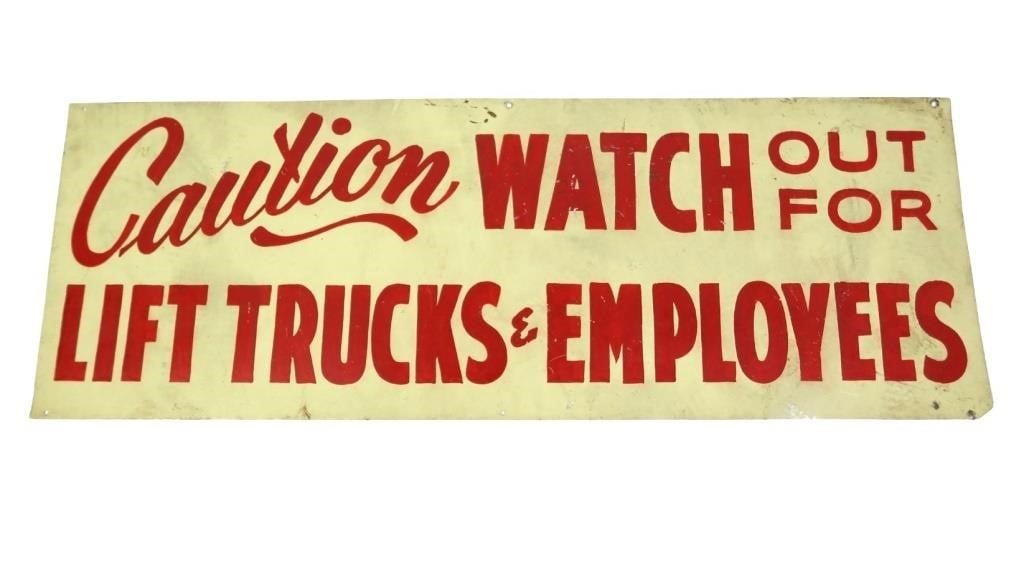 ORIGINAL METAL WATCH OUT FOR TRUCKS SIGN