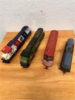 3 Vintage Train Engines & 1 Car