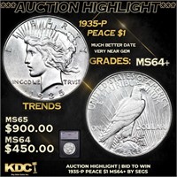 ***Auction Highlight*** 1935-p Peace Dollar 1 Grad