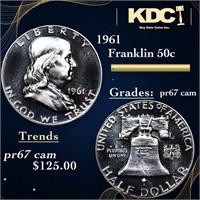 Proof 1961 Franklin Half Dollar 50c Grades GEM++ P