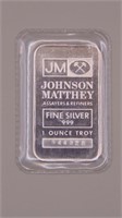 One Ounce Troy Fine Silver .999 Johnson Matthey
