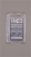 One Ounce Troy Fine Silver .999 Johnson Matthey