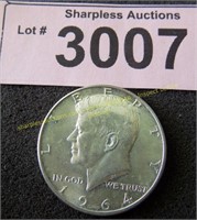 Uncirculated 1964 D Kennedy silver half dollar