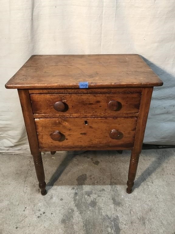 Vintage 2 Drawer Side Table W/ Dovetailed Drawers