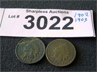1902 and 1903 Indian Head pennies
