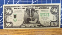 John Kerry 98-cent bank note