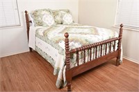 Antique Jenny Lind Full Size Spool Bed & Linens