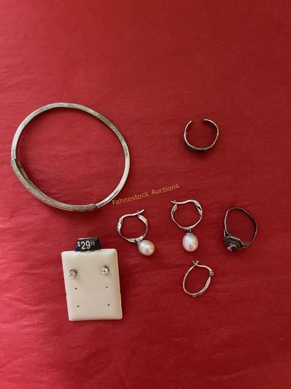 Sterling 925 rings, earrings & bracelet