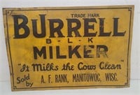 SST Embossed,  Burrell B-L-K  Milker Sign
